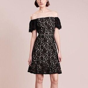 J. Crew women’s lace off shoulder formal party dress black nude size 10